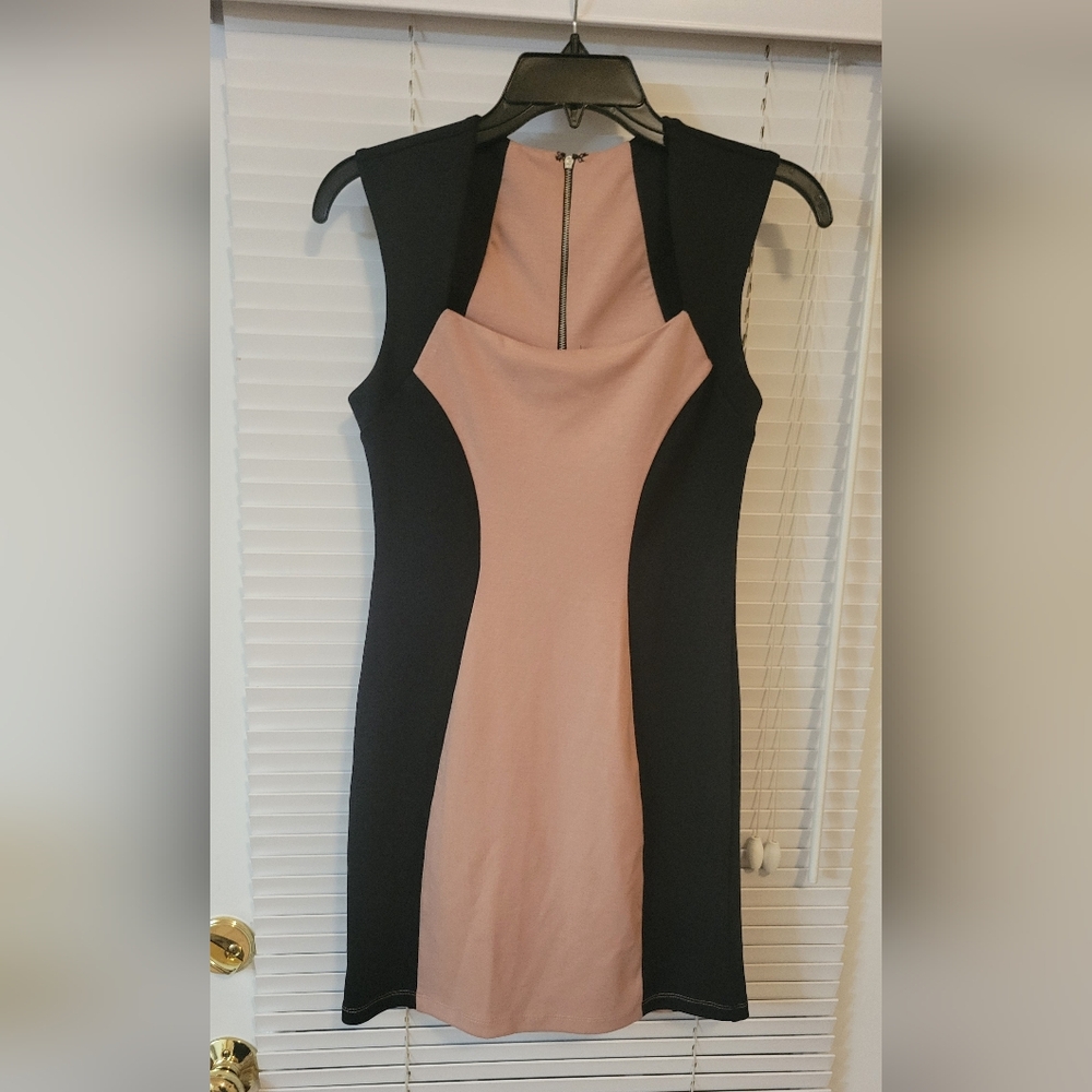 FOREVER 21 DUSTY ROSE AND BLACK DRESS FEATURING ZIPPER IN BACK SIZE SMALL